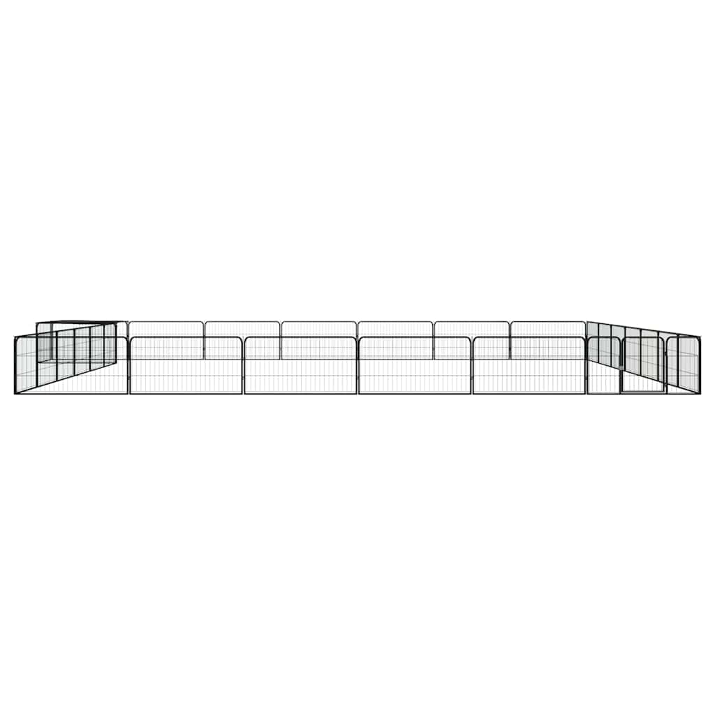 28-tlg. Hundelaufstall Schwarz 100x50cm Stahl Pulverbeschichtet
