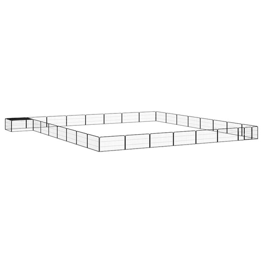 32-tlg. Hundelaufstall Schwarz 100x50cm Stahl Pulverbeschichtet