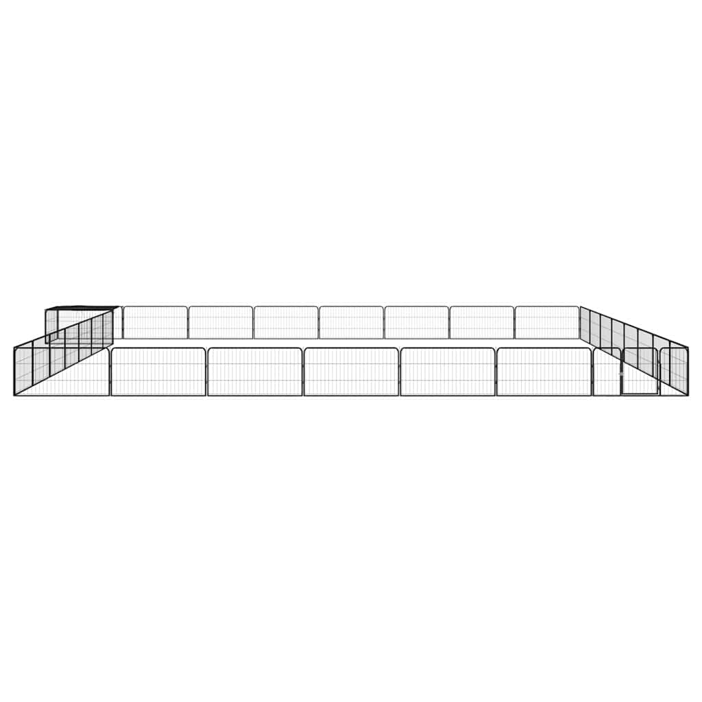 32-tlg. Hundelaufstall Schwarz 100x50cm Stahl Pulverbeschichtet