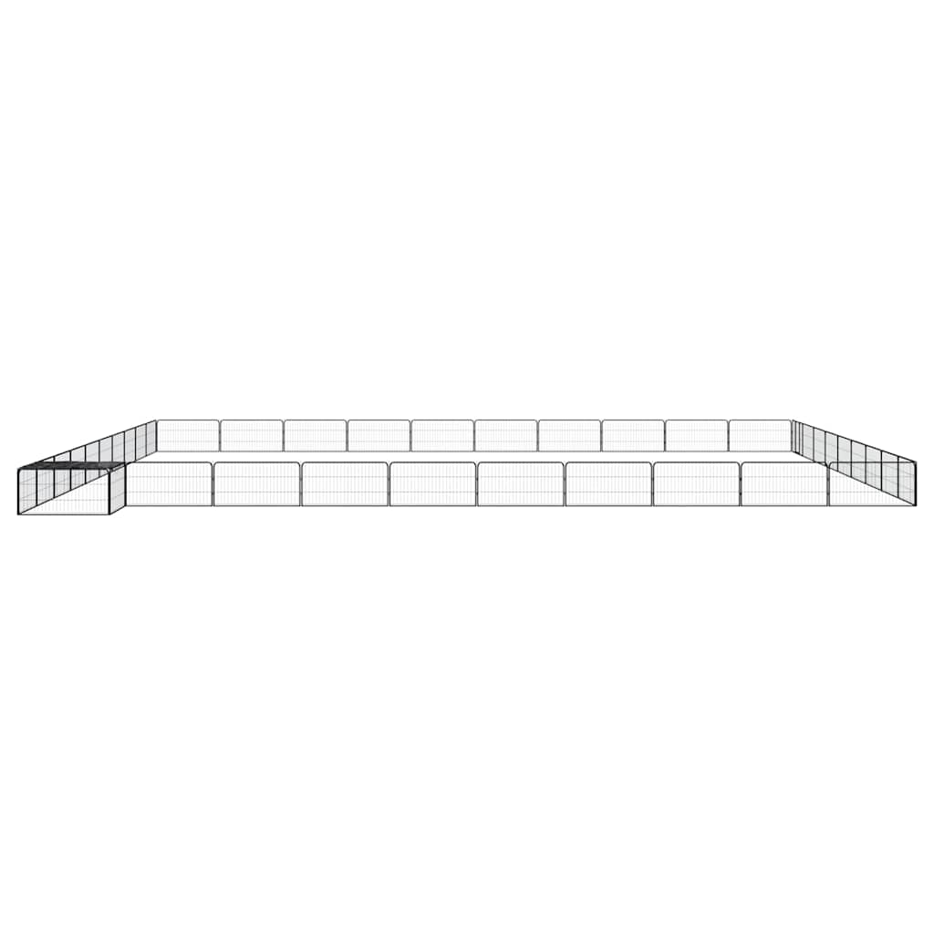 40-tlg. Hundelaufstall Schwarz 100x50cm Stahl Pulverbeschichtet