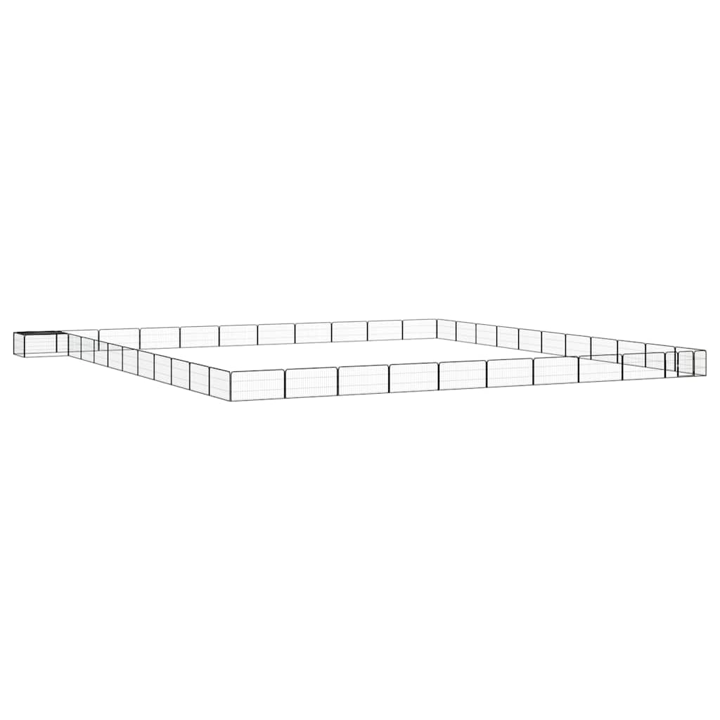 44-tlg. Hundelaufstall Schwarz 100x50cm Stahl Pulverbeschichtet