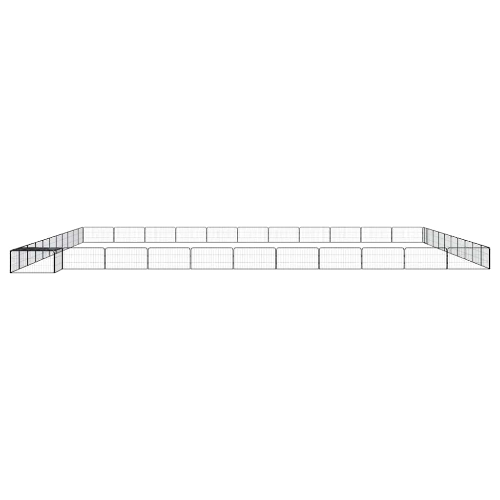 44-tlg. Hundelaufstall Schwarz 100x50cm Stahl Pulverbeschichtet