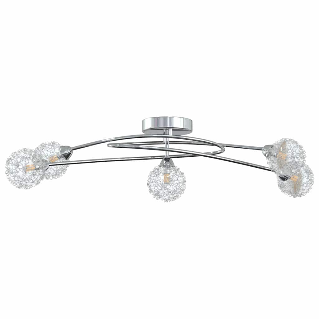 Ceiling light with wire mesh shades for 5 G9 LED lights