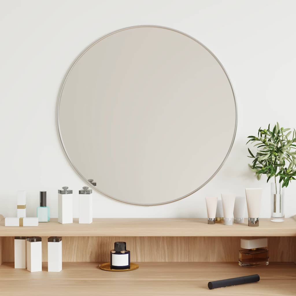 Silver Wall Mirror Ø 50 cm Round