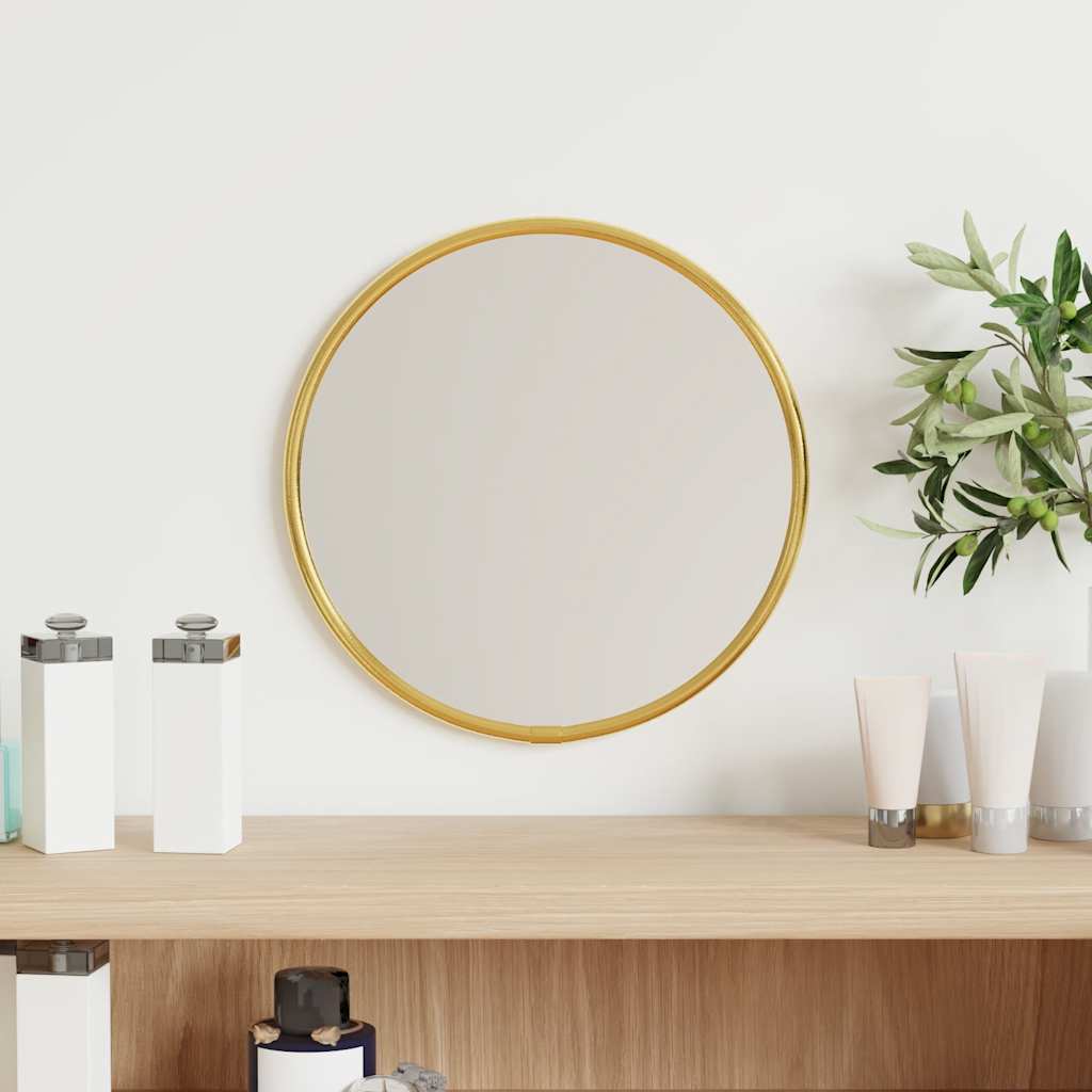 Miroir mural doré Ø 20 cm Rond