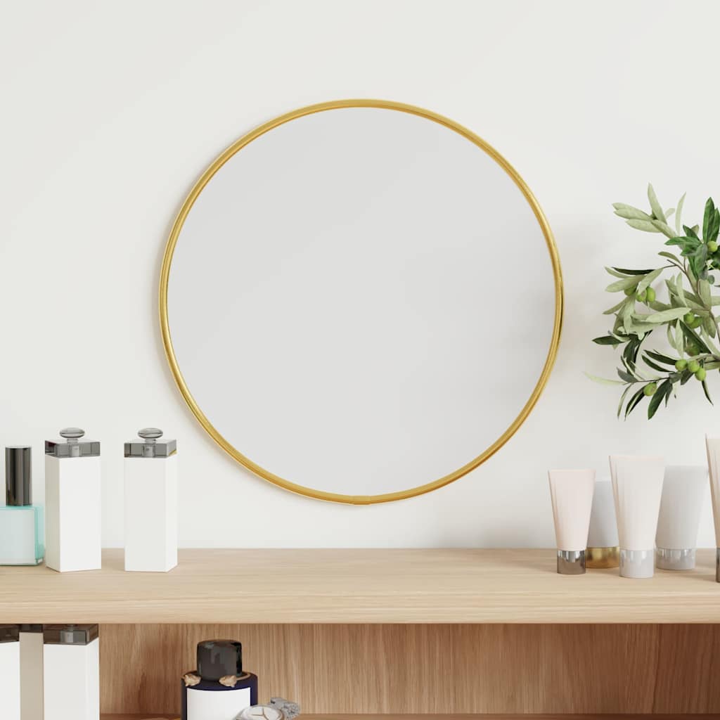Miroir mural doré Ø 30 cm rond