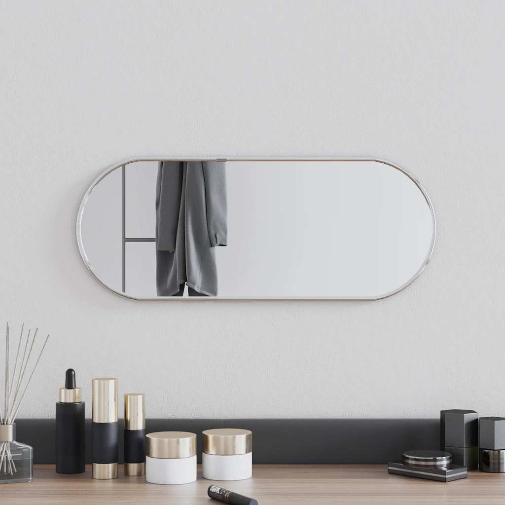 Miroir mural argenté 50x20 cm ovale