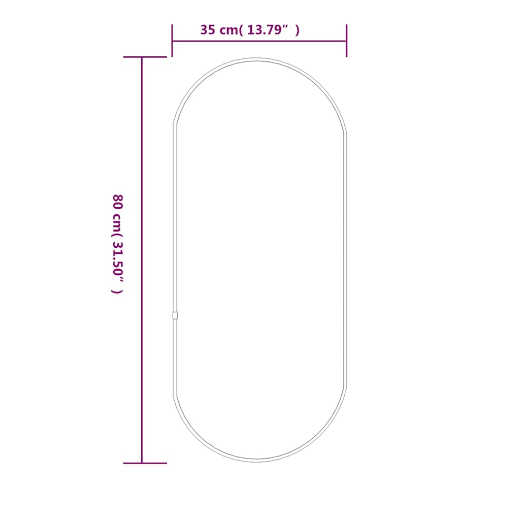 Silver Wall Mirror 80x35 cm Oval