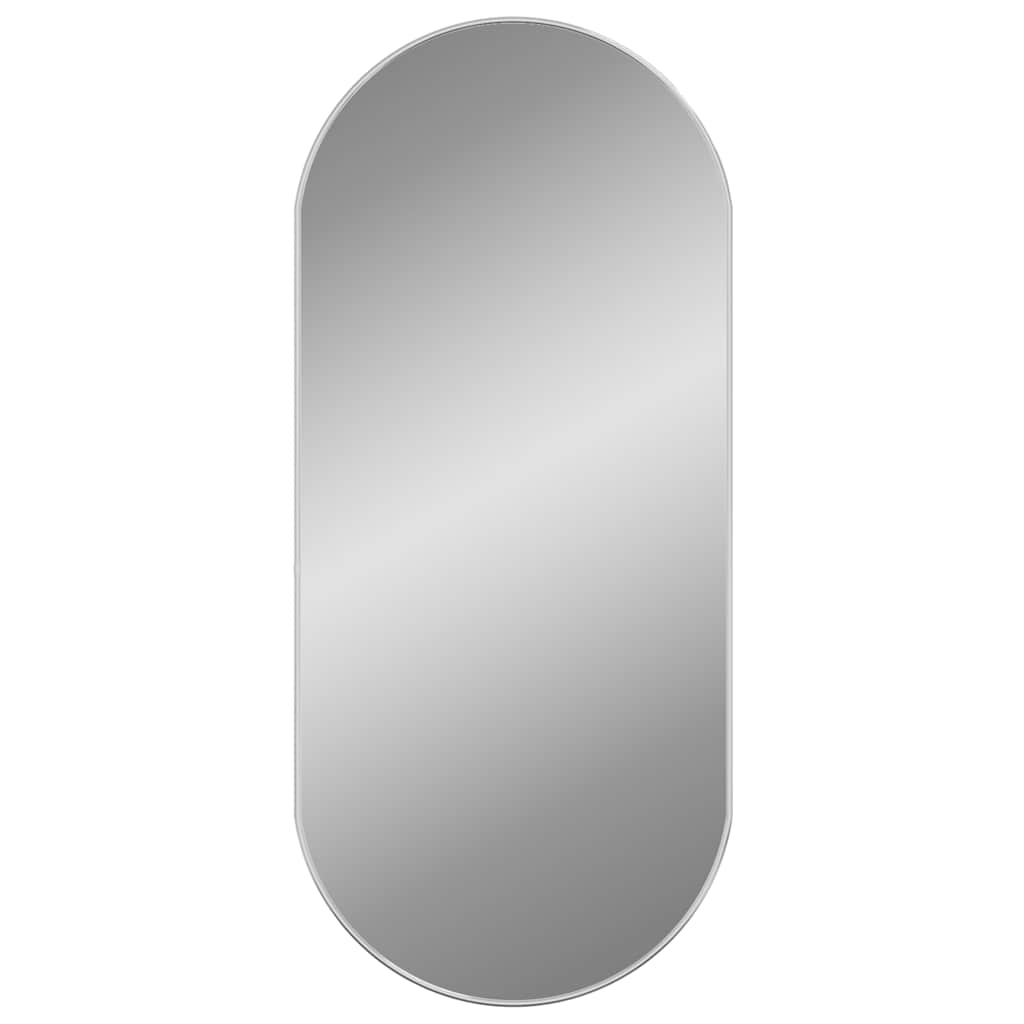Miroir mural argenté 100x45 cm ovale