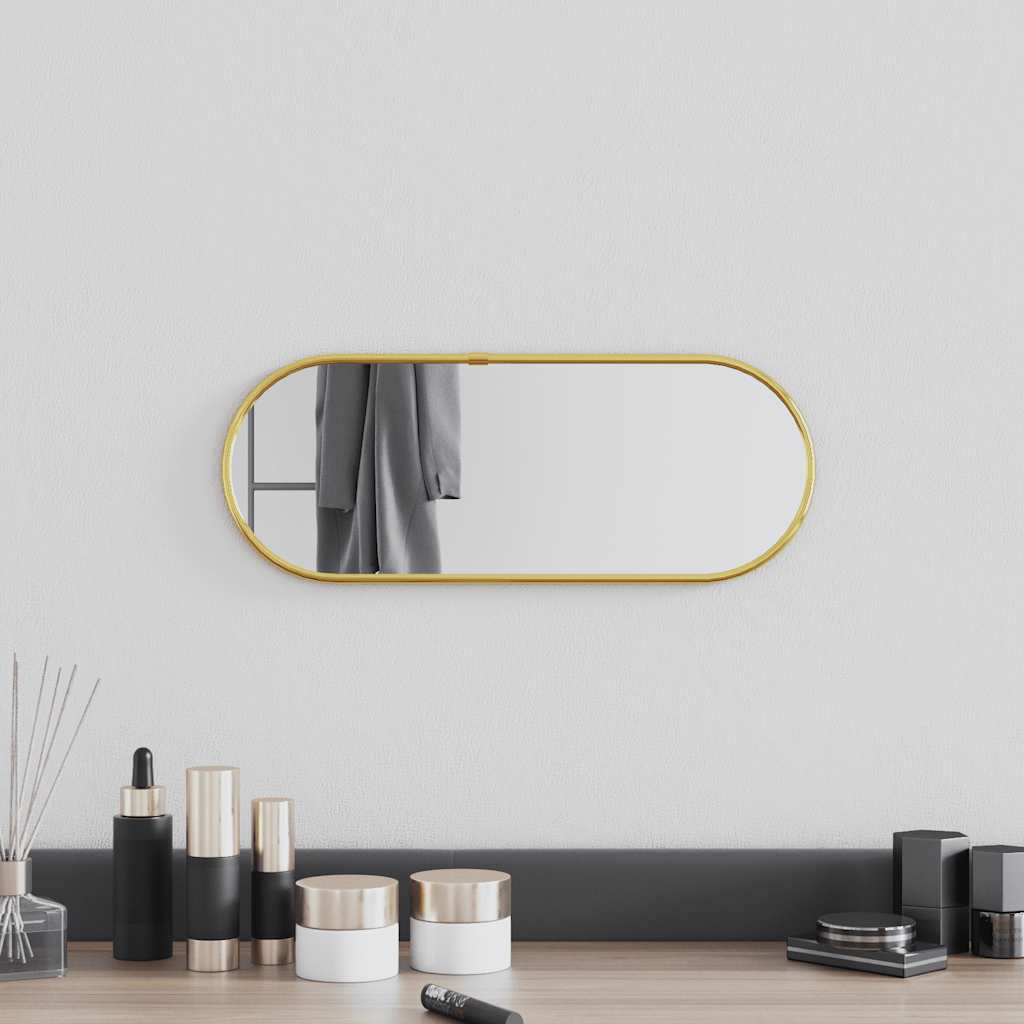 Miroir mural ovale doré 40x15 cm