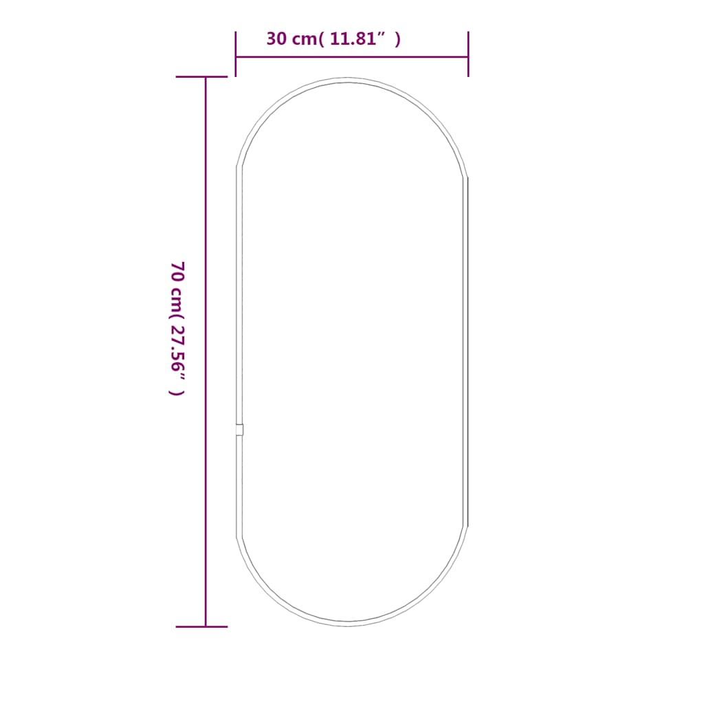 Wall Mirror Golden 70x30 cm Oval