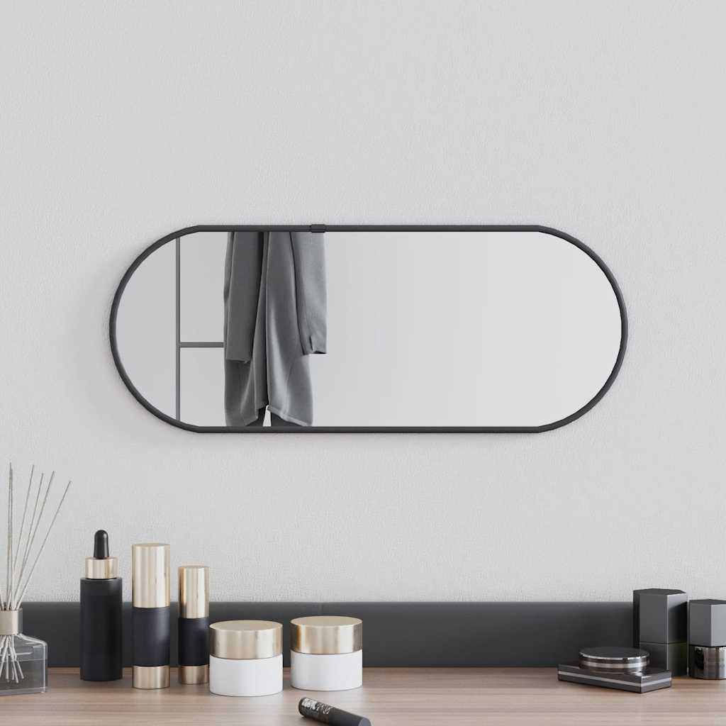 Black Wall Mirror 50x20 cm Oval