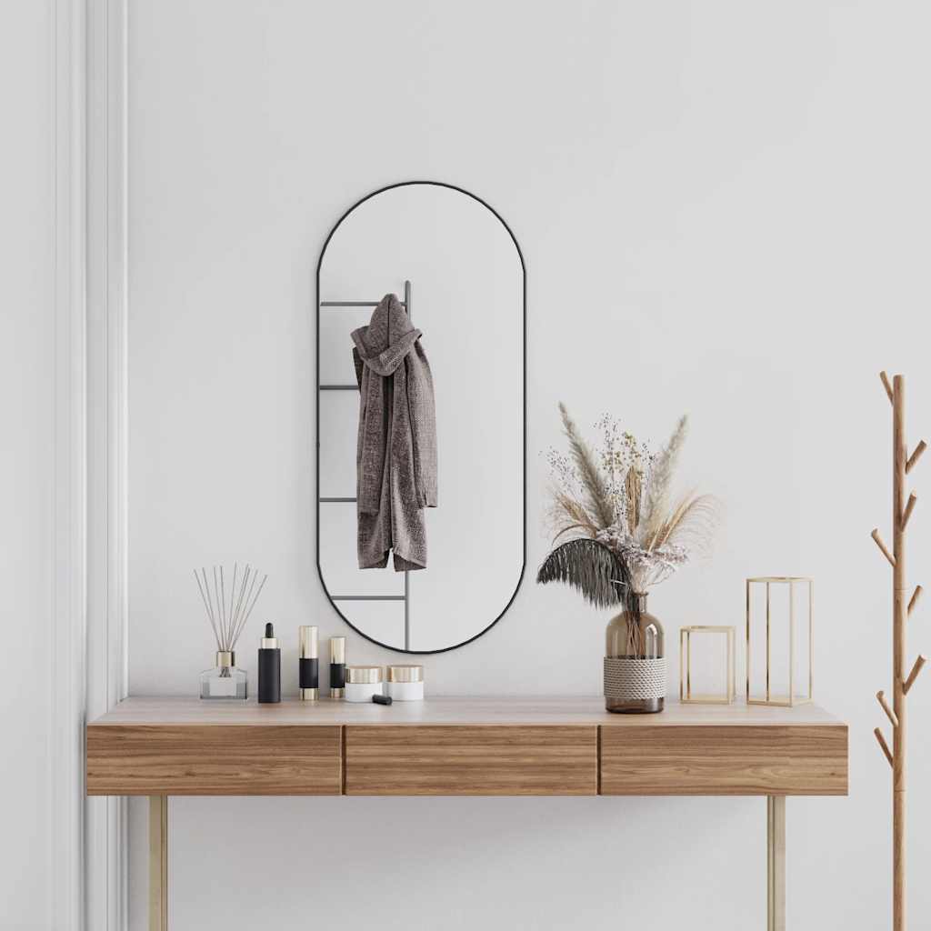 Black Wall Mirror 100x45 cm Oval