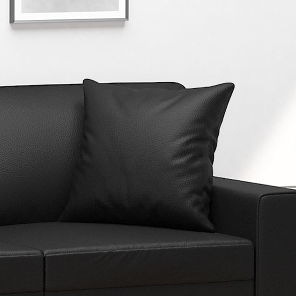 Decorative Pillows 2 pcs. Black 40x40 cm Faux Leather