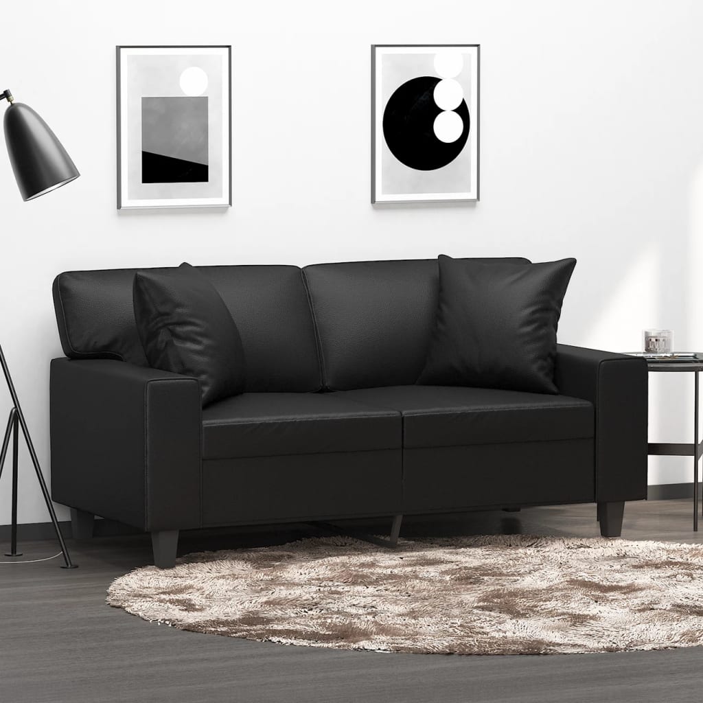 Decorative Pillows 2 pcs. Black 40x40 cm Faux Leather