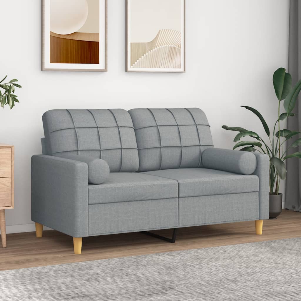 Decorative cushions 2 pcs. Light grey Ø15x50 cm Fabric
