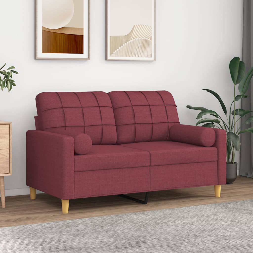Coussins décoratifs 2 pcs. Rouge bordeaux Ø15x50 cm Tissu