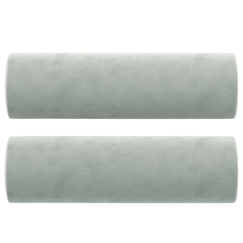 Decorative pillows 2 pcs Light grey Ø15x50 cm Velvet
