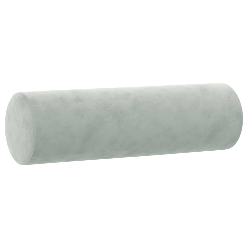 Decorative pillows 2 pcs Light grey Ø15x50 cm Velvet