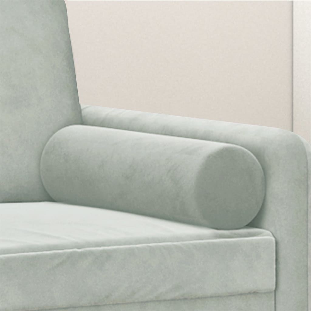 Decorative pillows 2 pcs Light grey Ø15x50 cm Velvet