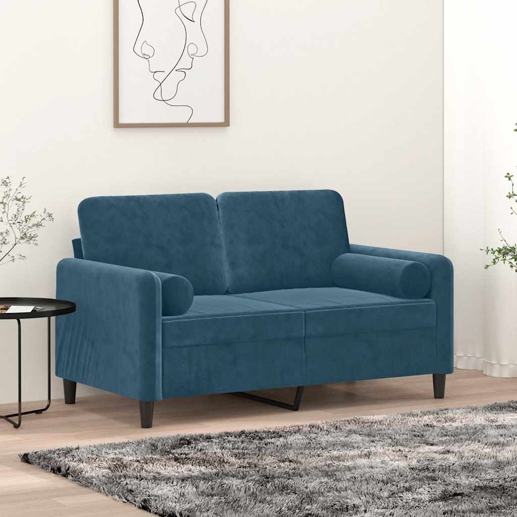 Decorative Pillows 2 pcs. Blue Ø15x50 cm Velvet