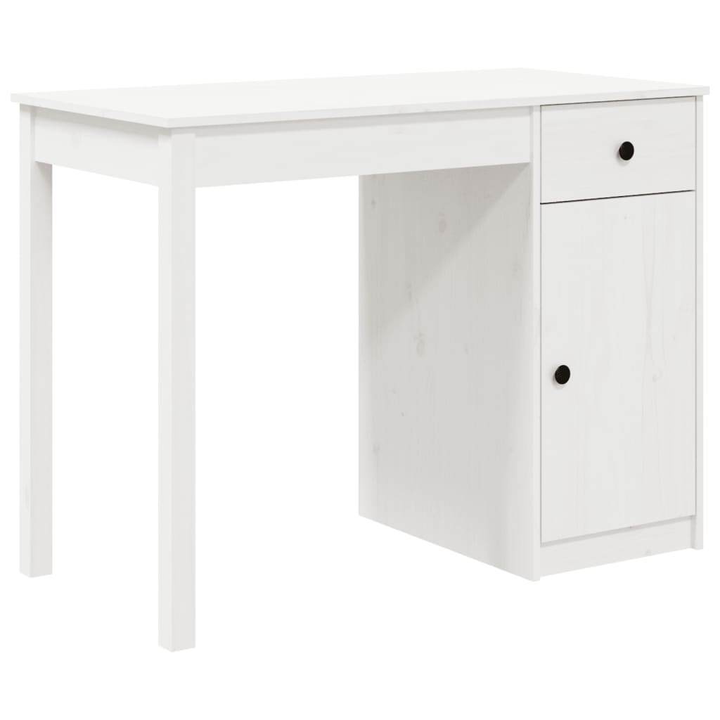 Desk White 100x50x75 cm Solid Pine