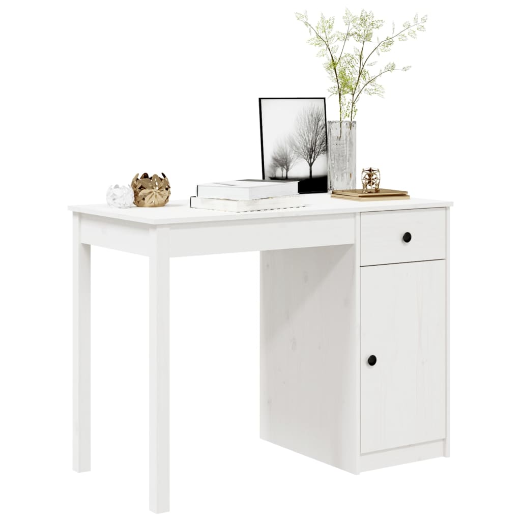 Desk White 100x50x75 cm Solid Pine