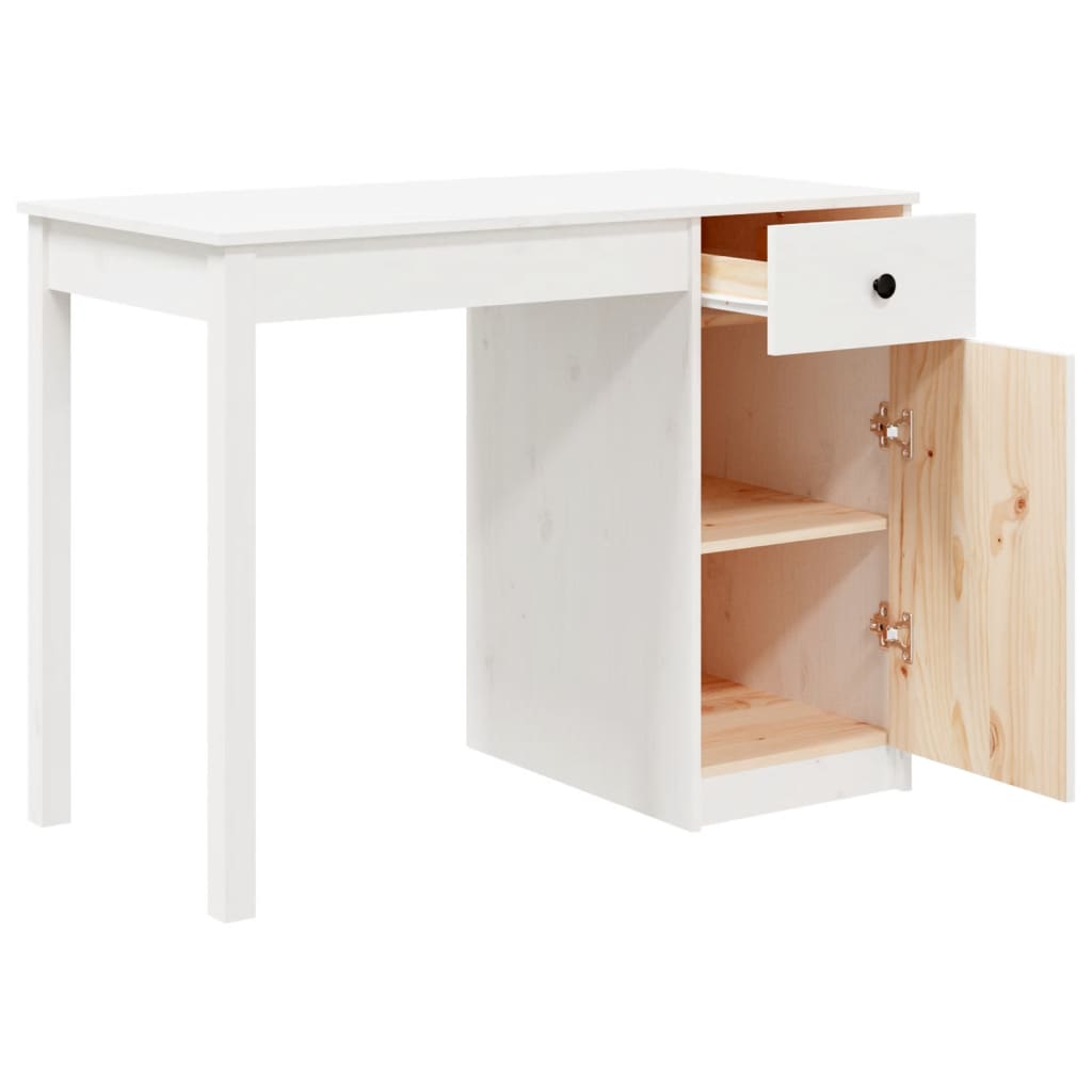 Desk White 100x50x75 cm Solid Pine