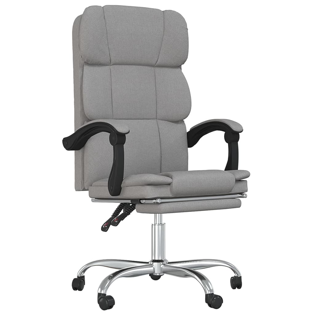 Office Chair with Reclining Function Light Gray Fabric