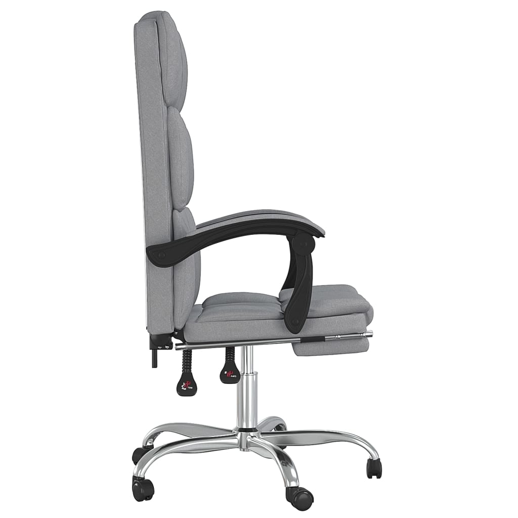 Office Chair with Reclining Function Light Gray Fabric