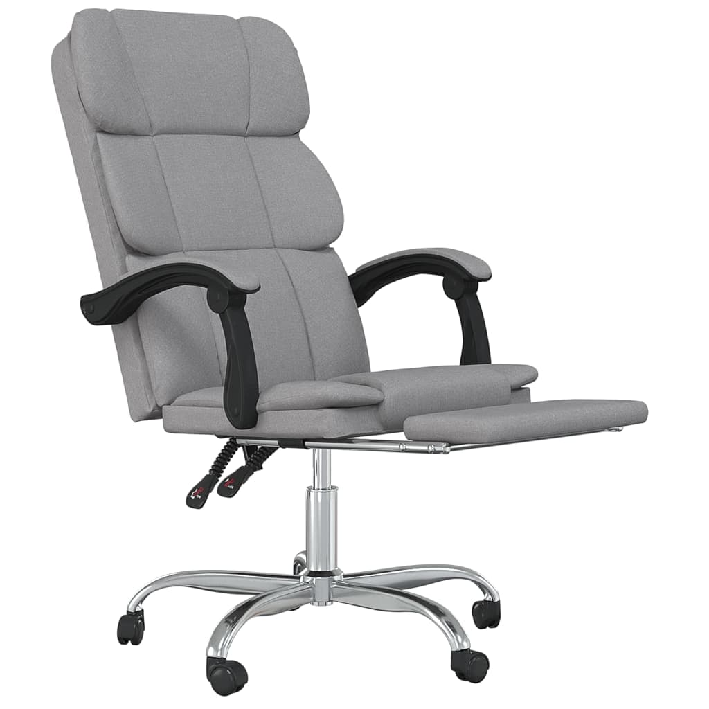 Office Chair with Reclining Function Light Gray Fabric