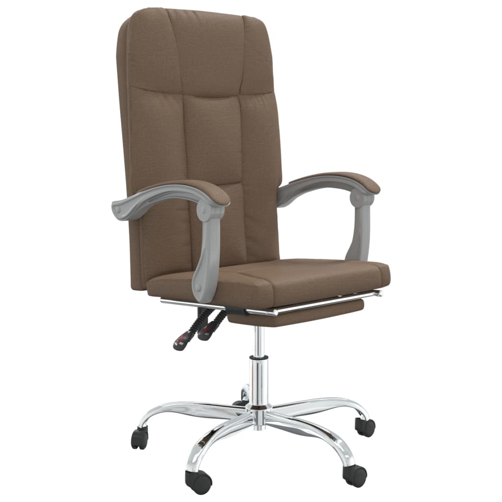 Fauteuil de bureau avec fonction inclinable, tissu marron
