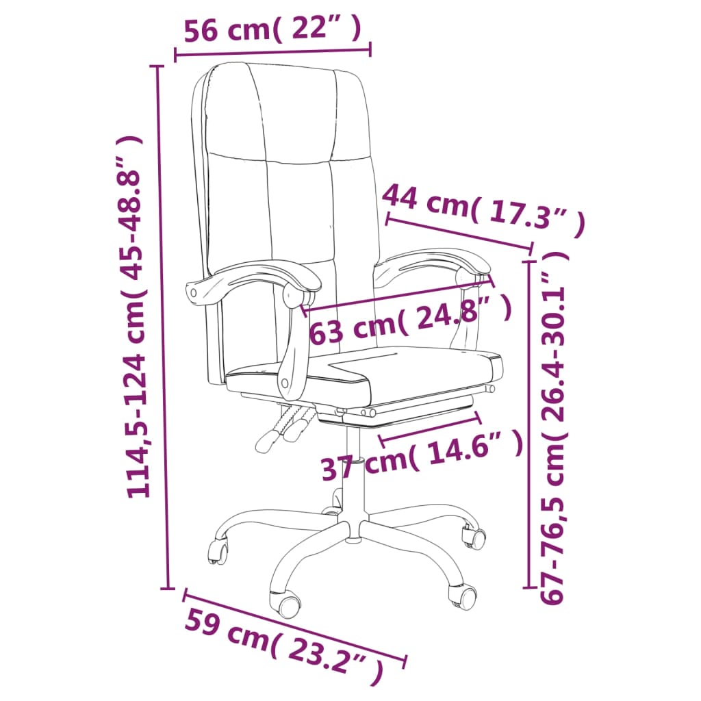 Fauteuil de bureau avec fonction inclinable, tissu marron