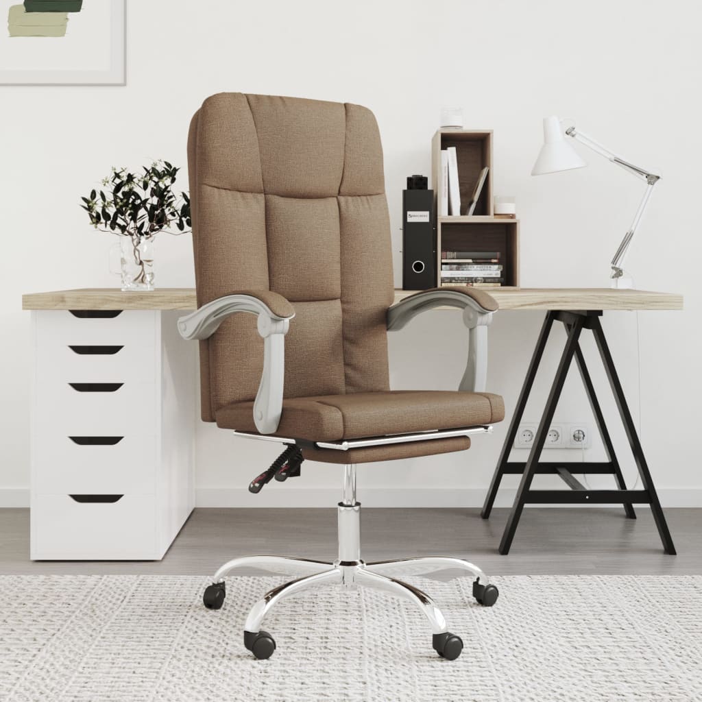 Fauteuil de bureau avec fonction inclinable, tissu marron