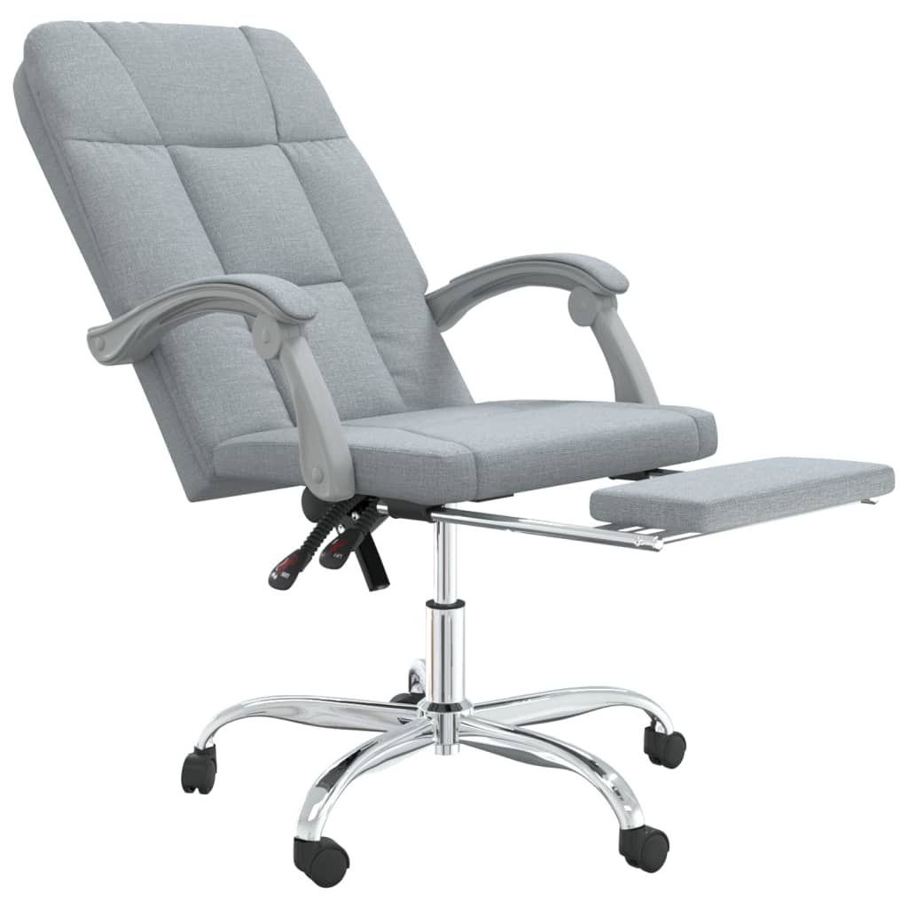 Office Chair with Reclining Function Light Gray Fabric