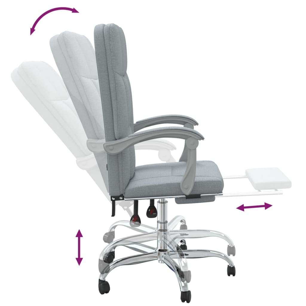 Office Chair with Reclining Function Light Gray Fabric