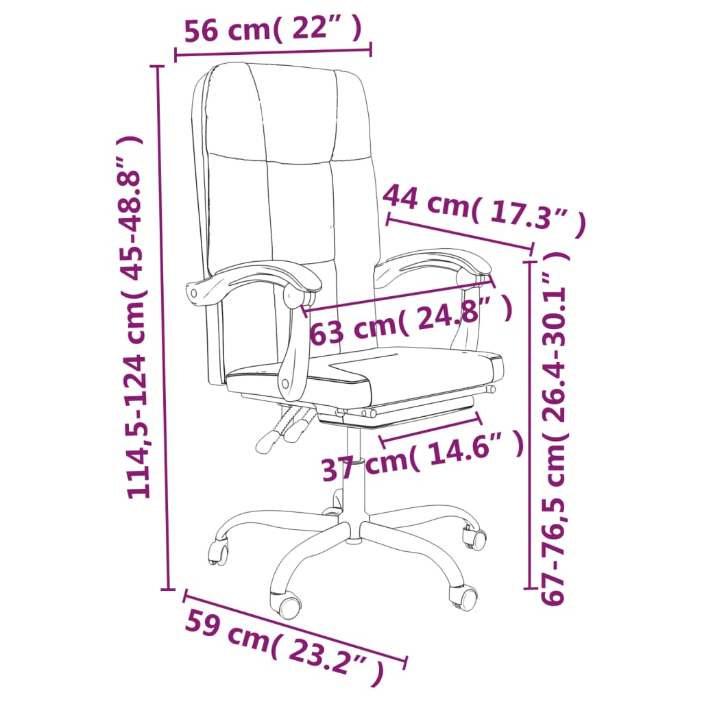 Office Chair with Reclining Function Light Gray Fabric