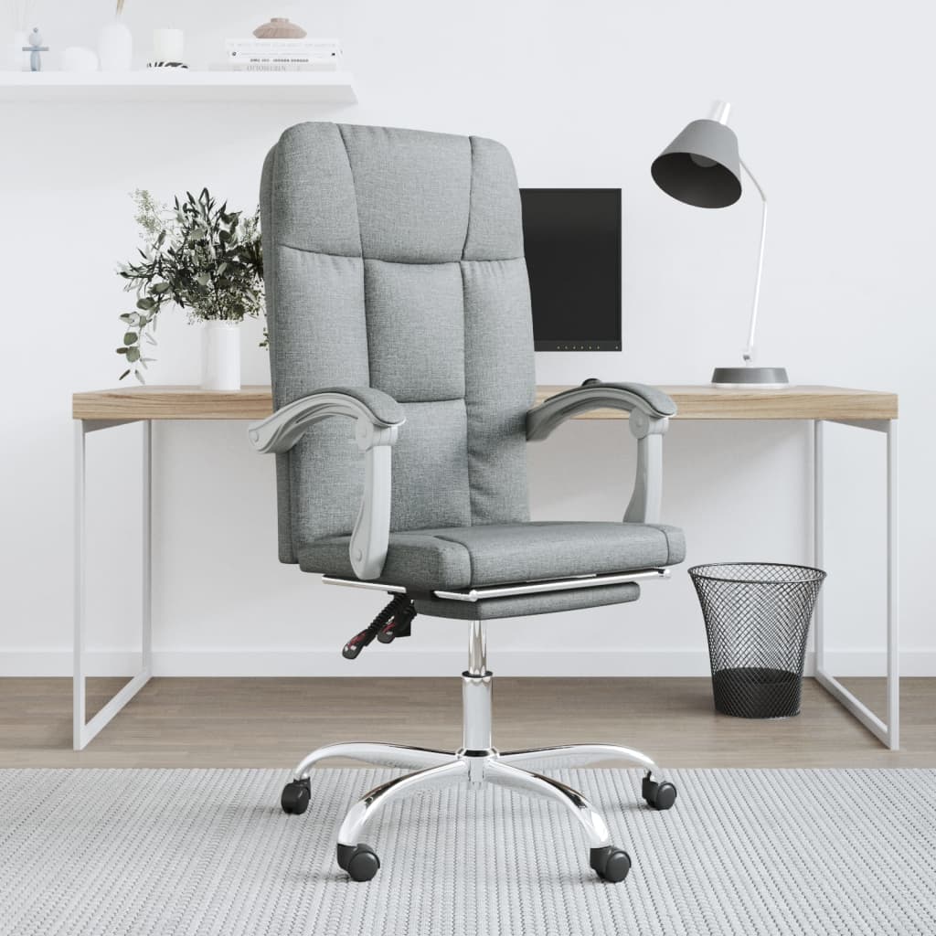 Office Chair with Reclining Function Light Gray Fabric