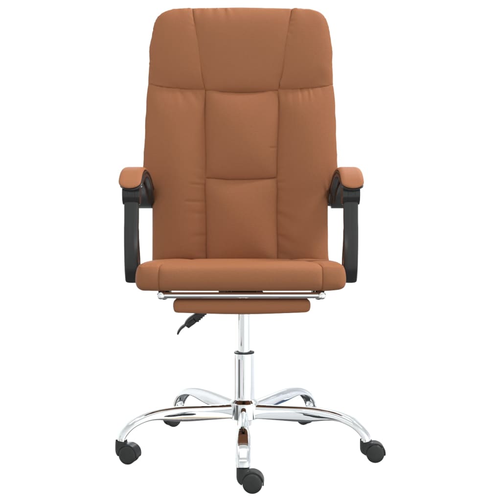 Office Chair with Reclining Function Brown Faux Leather
