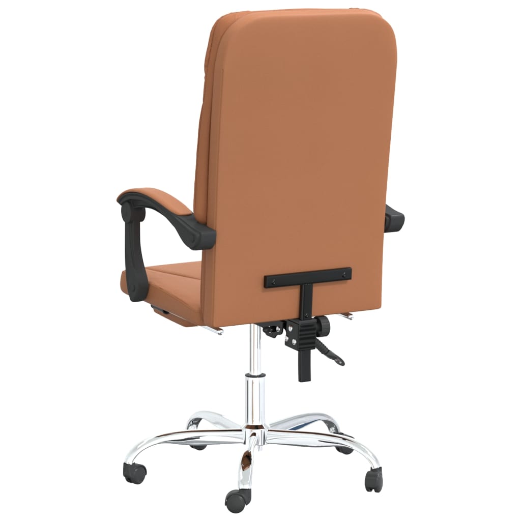 Office Chair with Reclining Function Brown Faux Leather