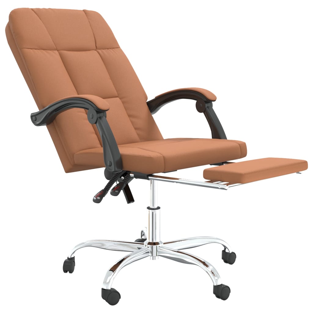 Office Chair with Reclining Function Brown Faux Leather