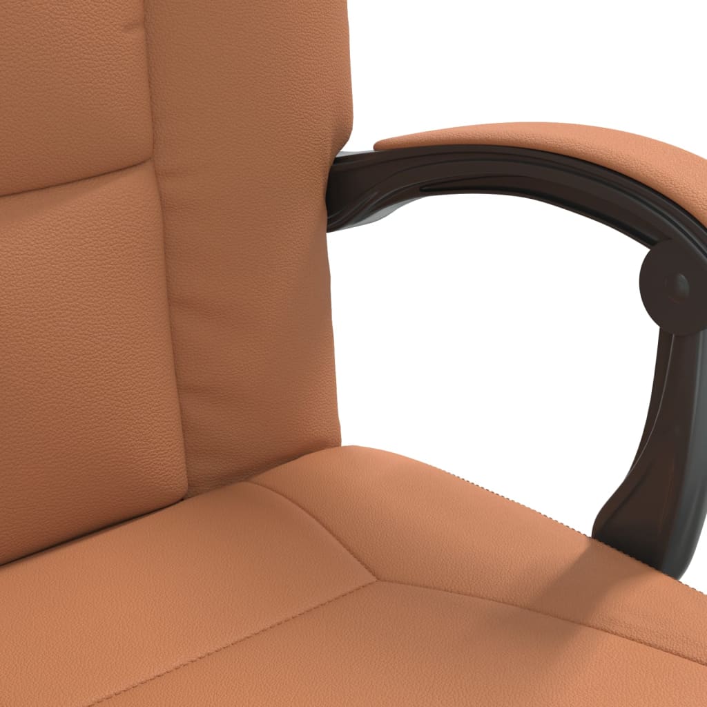 Office Chair with Reclining Function Brown Faux Leather