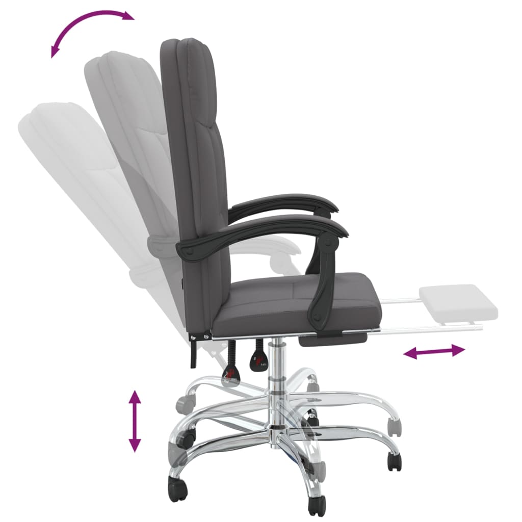 Fauteuil de bureau inclinable en similicuir gris