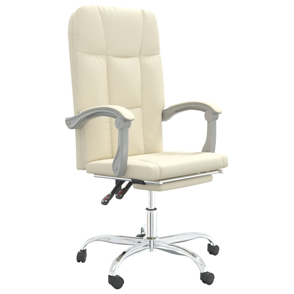 Chaise de bureau inclinable en similicuir crème