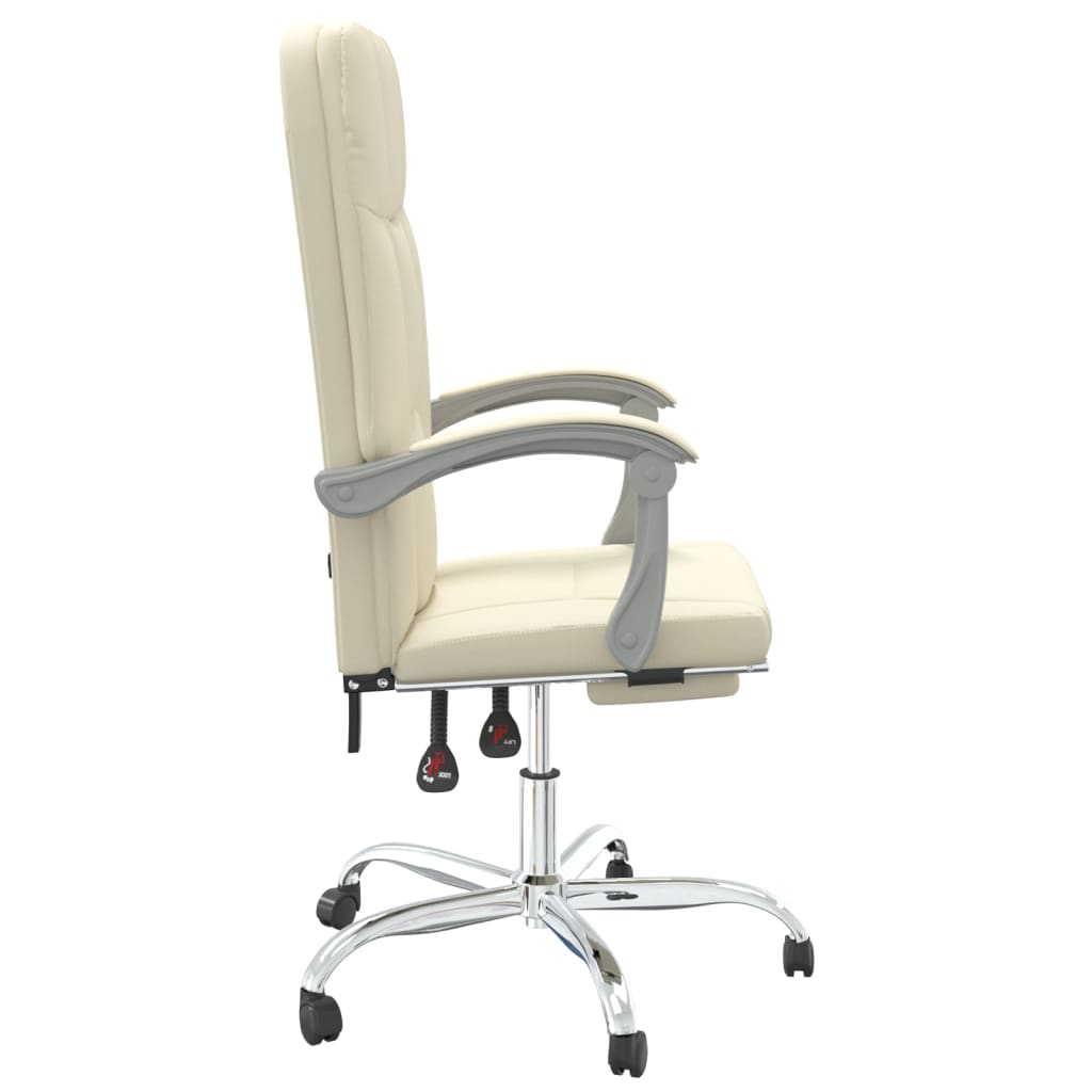 Chaise de bureau inclinable en similicuir crème