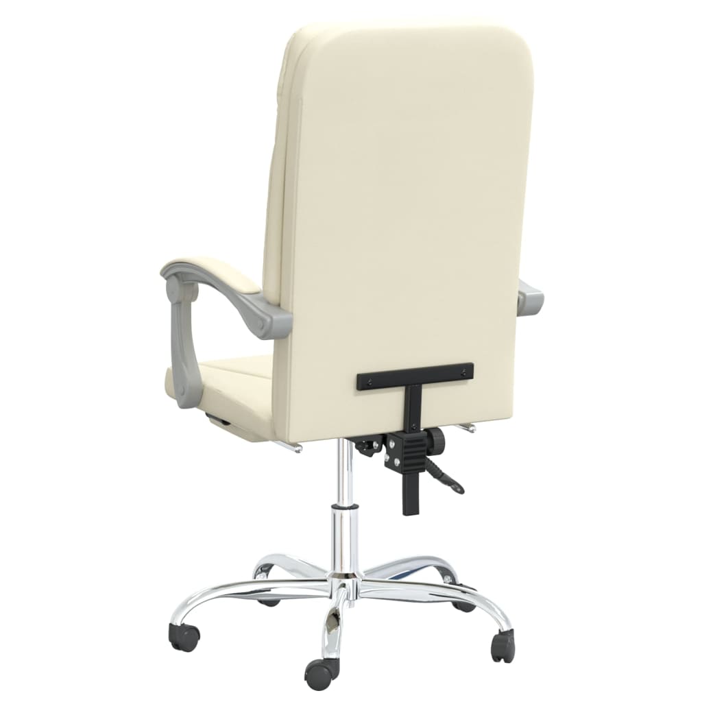 Chaise de bureau inclinable en similicuir crème