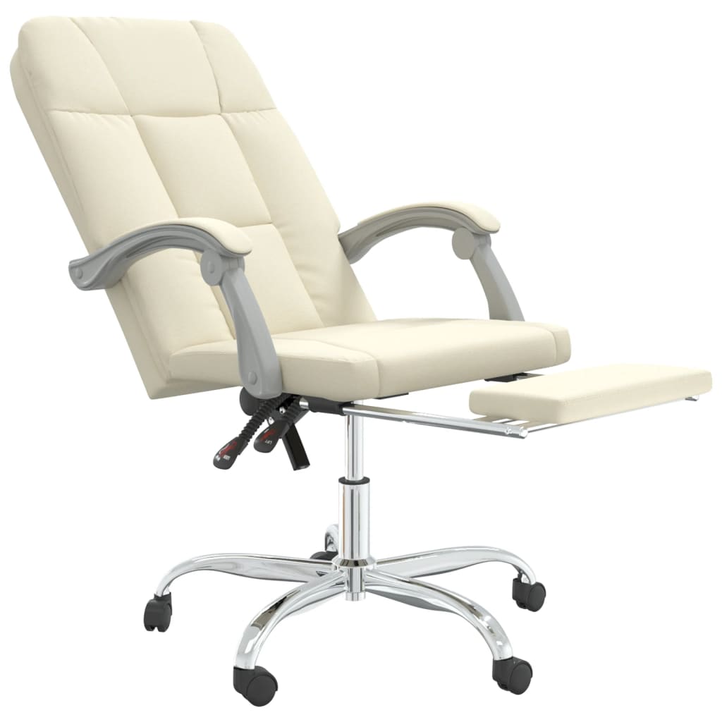 Chaise de bureau inclinable en similicuir crème