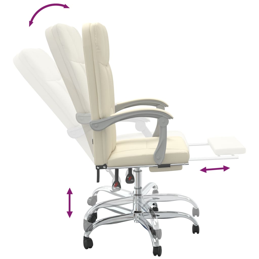Chaise de bureau inclinable en similicuir crème