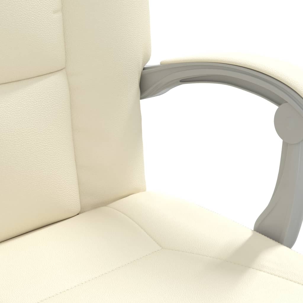 Chaise de bureau inclinable en similicuir crème