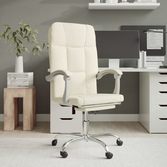 Chaise de bureau inclinable en similicuir crème
